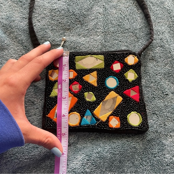 Colorful Geometric Patterned Women's Beaded Bag - Picture 8 of 9